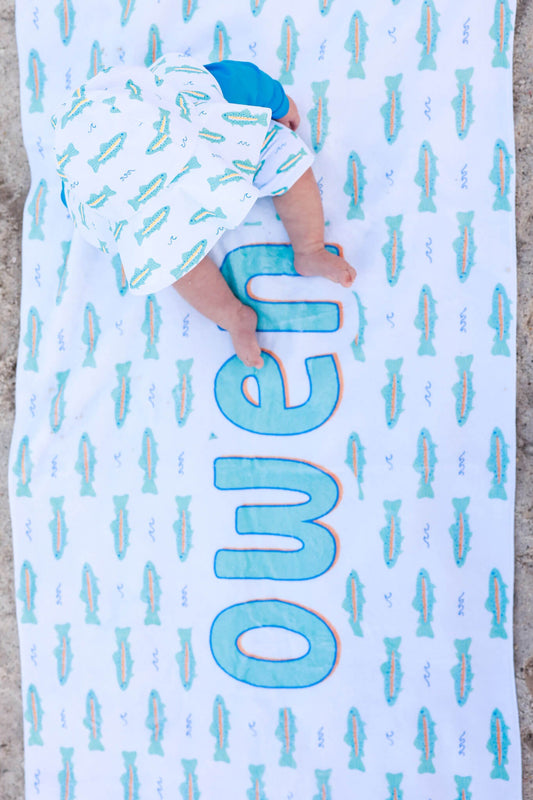 Personalized Kids Beach Towel | Tiny Trout