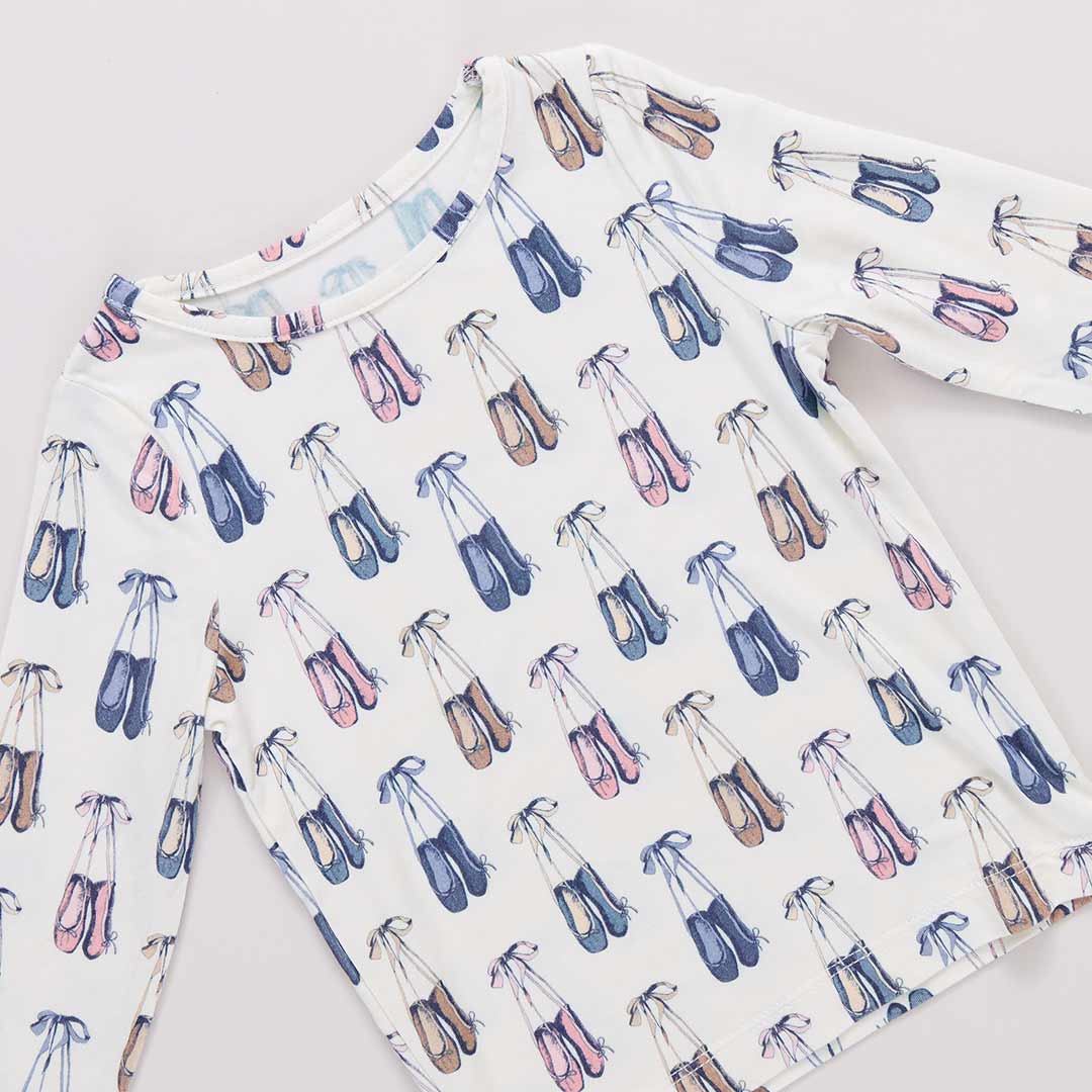 Kids Bamboo PJ Set - Ballet Slippers