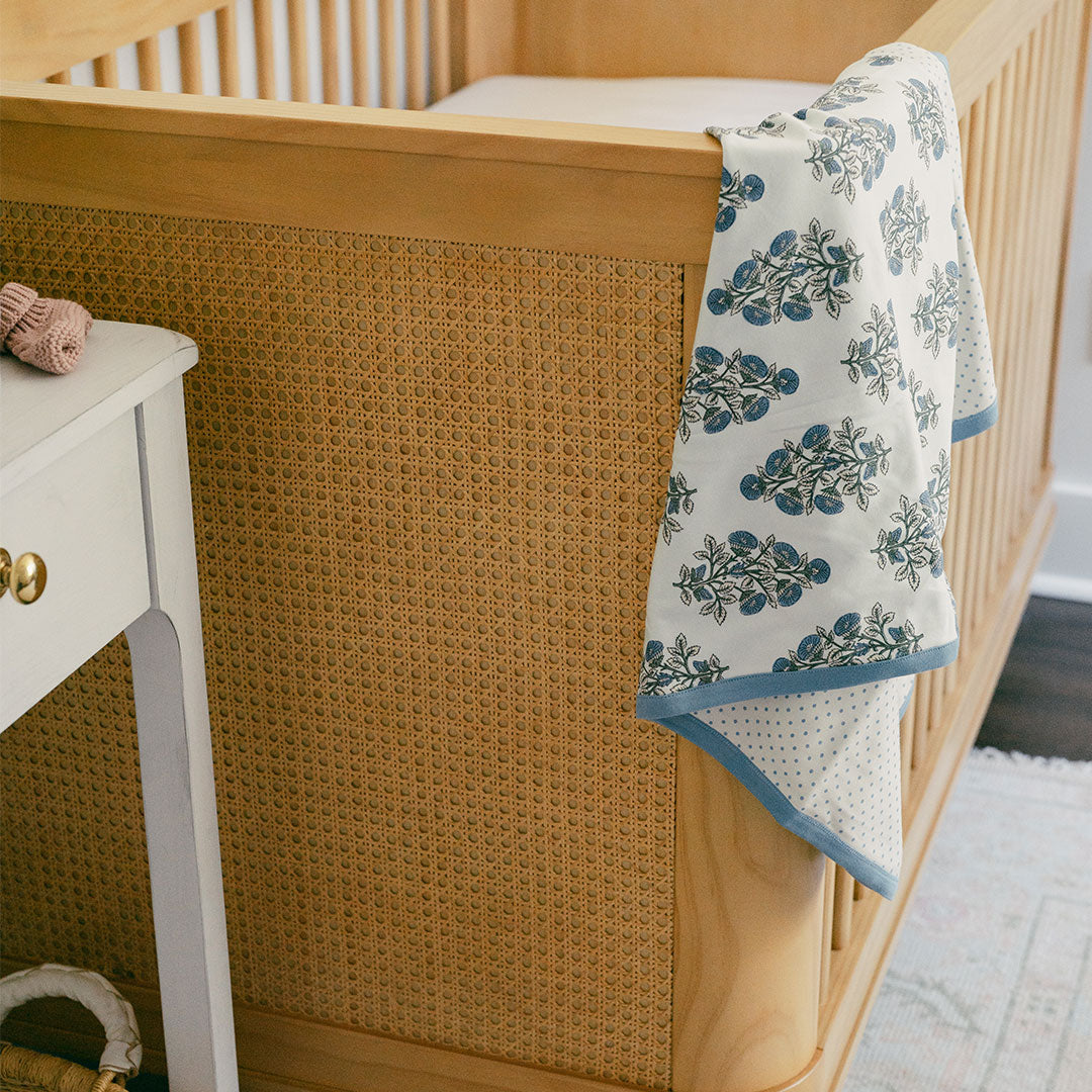 Nesting Box Baby Take Home Set - Blue Bouquet Floral Block Print