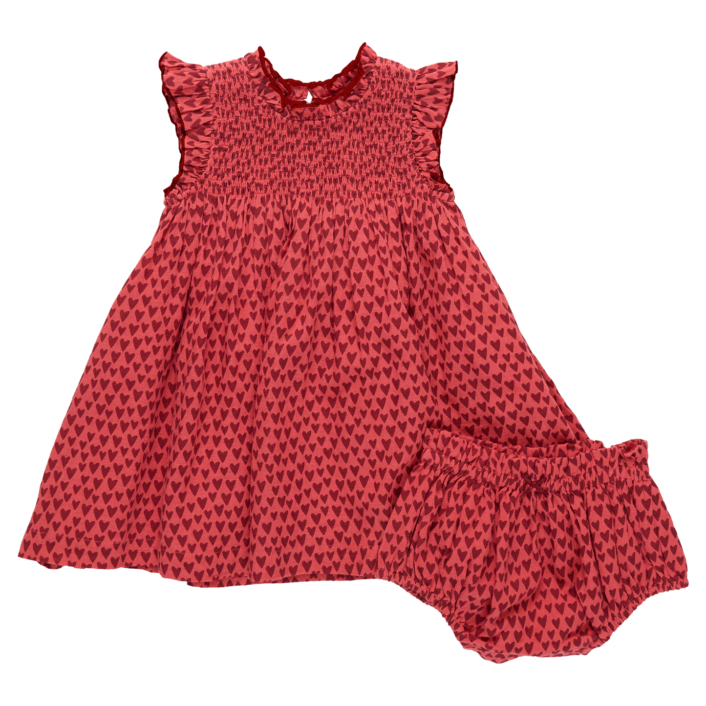 Baby Girls Stevie Dress - Red Mini Hearts