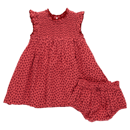 Baby Girls Stevie Dress - Red Mini Hearts
