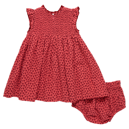 Baby Girls Stevie Dress - Red Mini Hearts