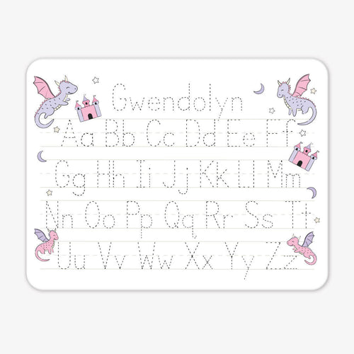 Kids Personalized Whiteboard | Dragon Adventure Pink