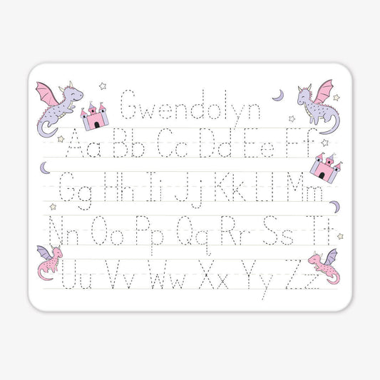 Kids Personalized Whiteboard | Dragon Adventure Pink