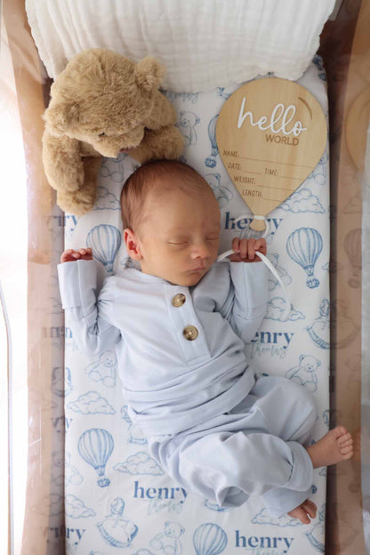 Birth Stats Wood Announcement | Hello World Balloon