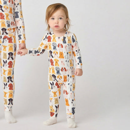 Baby Bamboo Romper - Small Watercolor Dogs