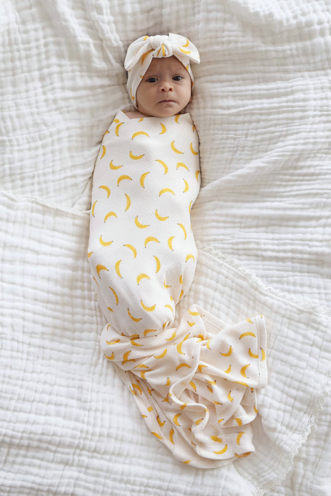 Go Bananas Bamboo Waffle Knit Large Bow Headwrap