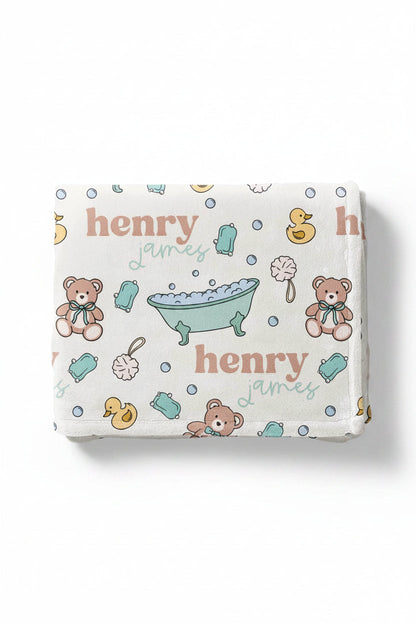 Bathtime Besties Personalized Kids Blanket | Blue