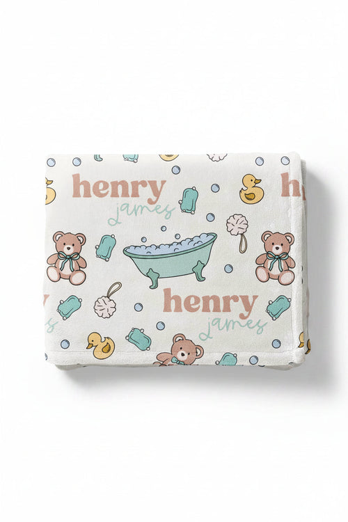 Bathtime Besties Personalized Kids Blanket | Blue