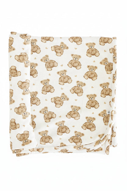 Beary Sweet Bamboo Waffle Oversized Swaddle Blanket
