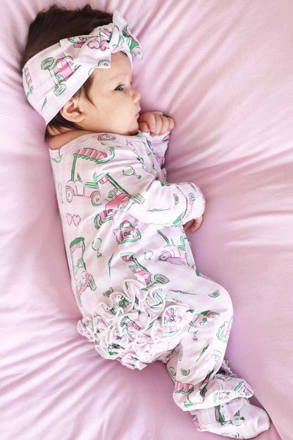 Birdie Babes Ruffle Zipper Footie | Pink