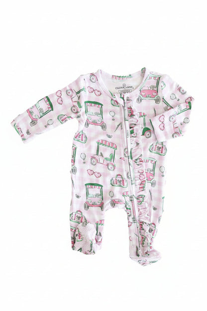 Birdie Babes Ruffle Zipper Footie | Pink