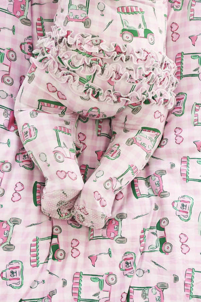 Birdie Babes Ruffle Zipper Footie | Pink