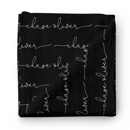 Personalized Black Baby Name Swaddle Blanket