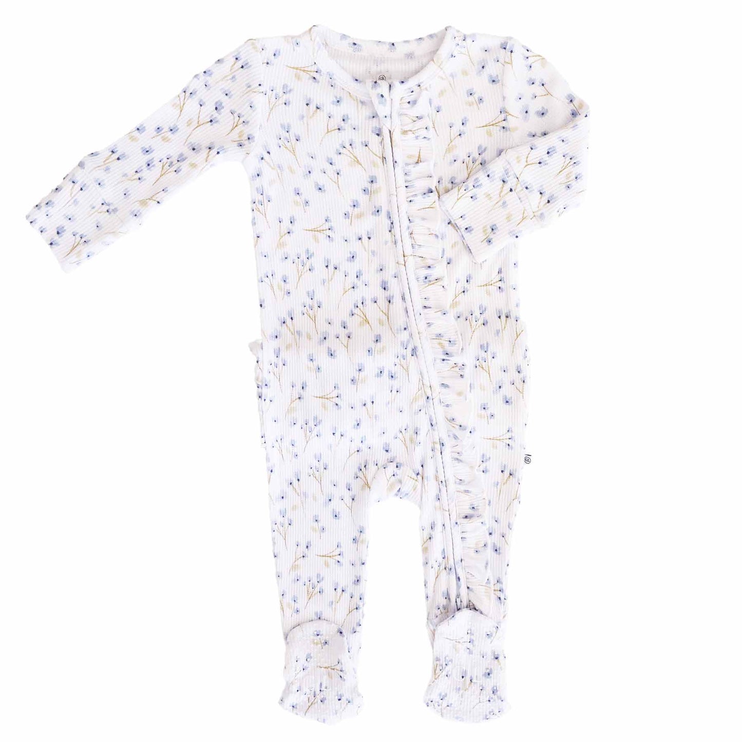 Blake's Blooms Bamboo Waffle Ruffle Zipper Footie