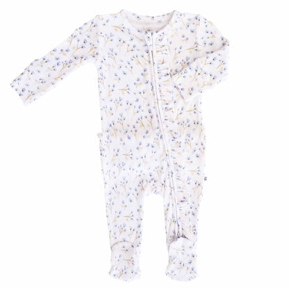 Blake's Blooms Bamboo Waffle Ruffle Zipper Footie