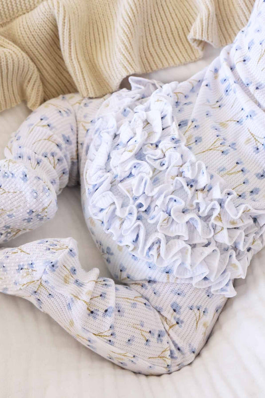 Blake's Blooms Bamboo Waffle Ruffle Zipper Footie
