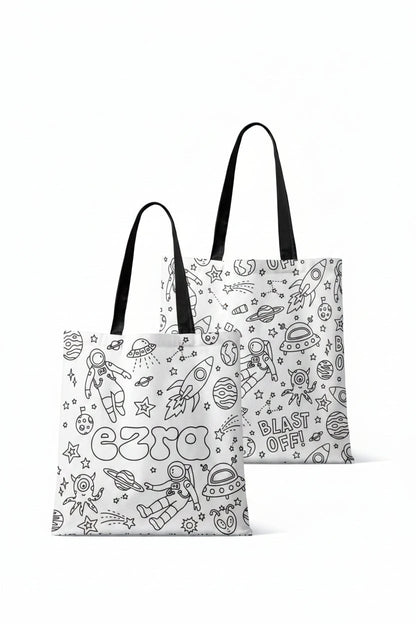 Colorable Personalized Tote Bags | Blast Off