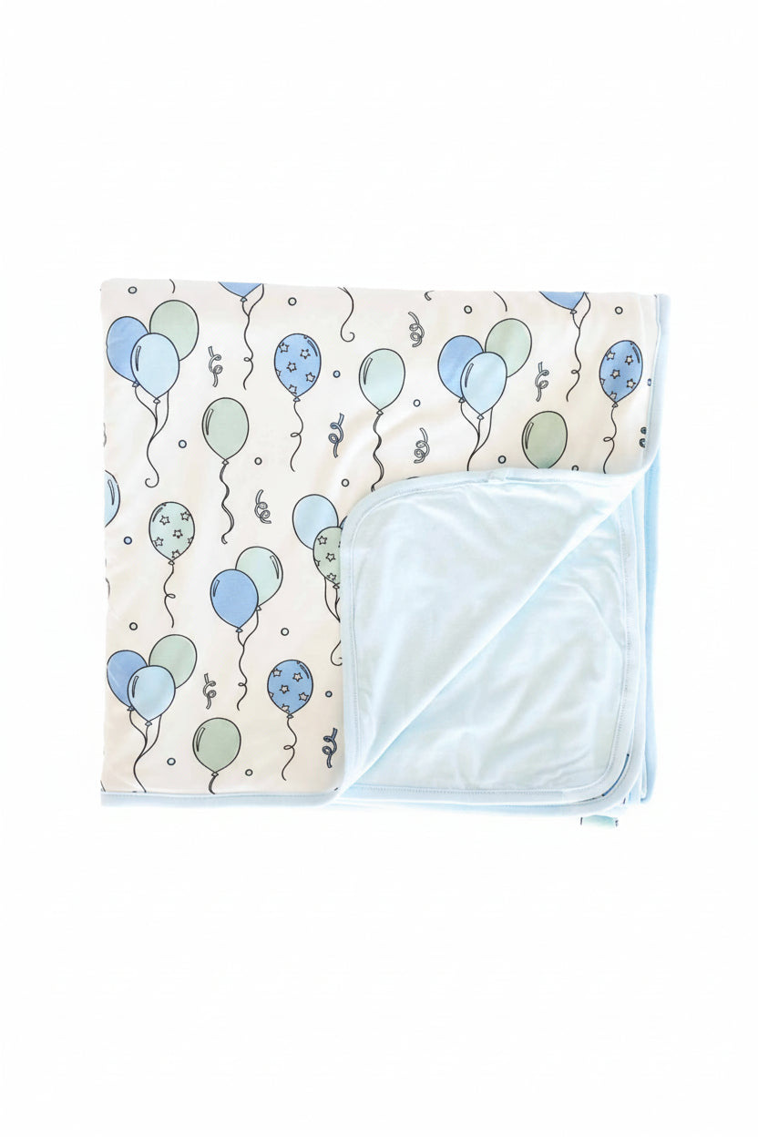 Party Time Double Sided Bamboo Blanket | Blue