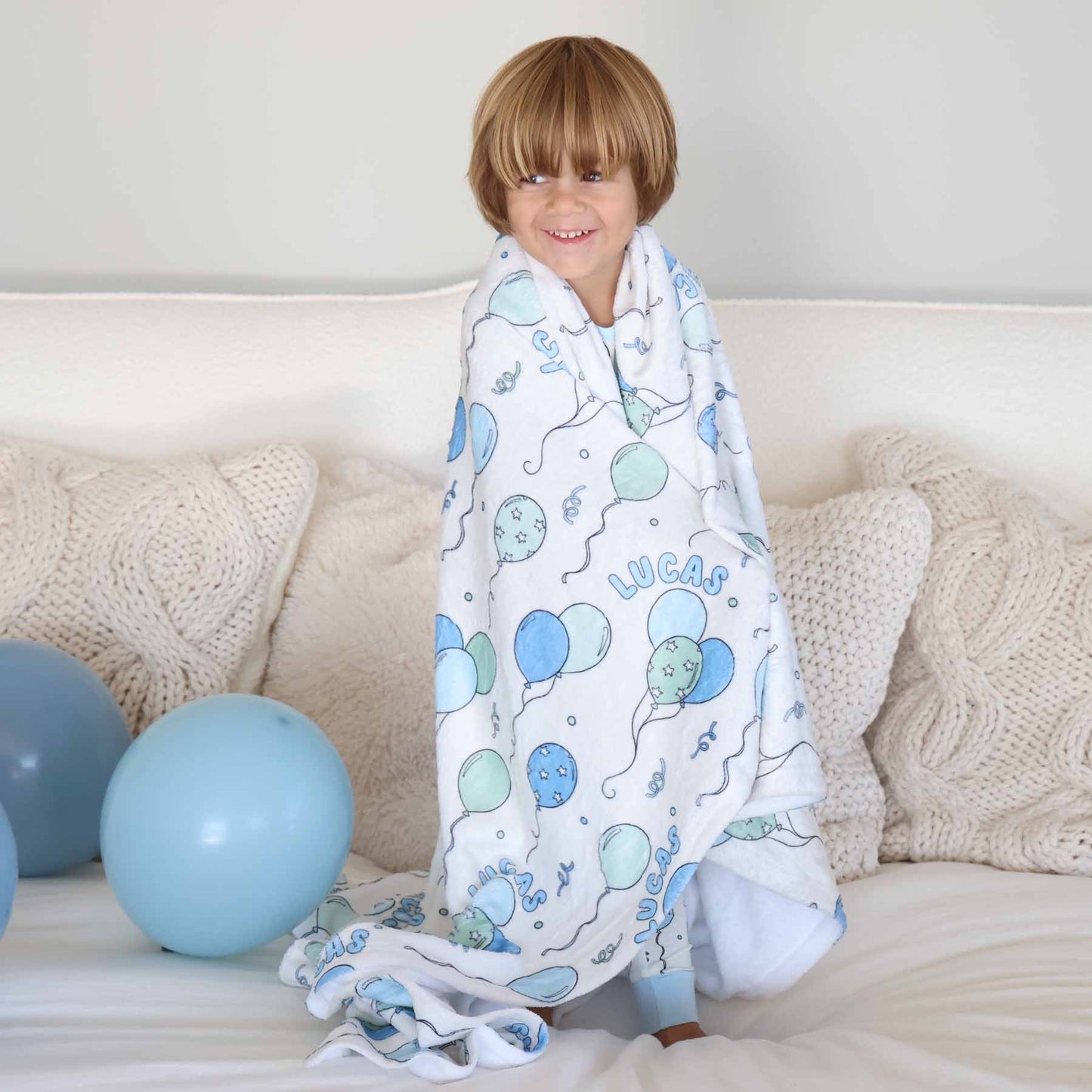 Party Time Personalized Kids Blanket | Blue