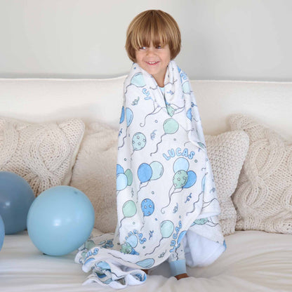 Party Time Personalized Kids Blanket | Blue