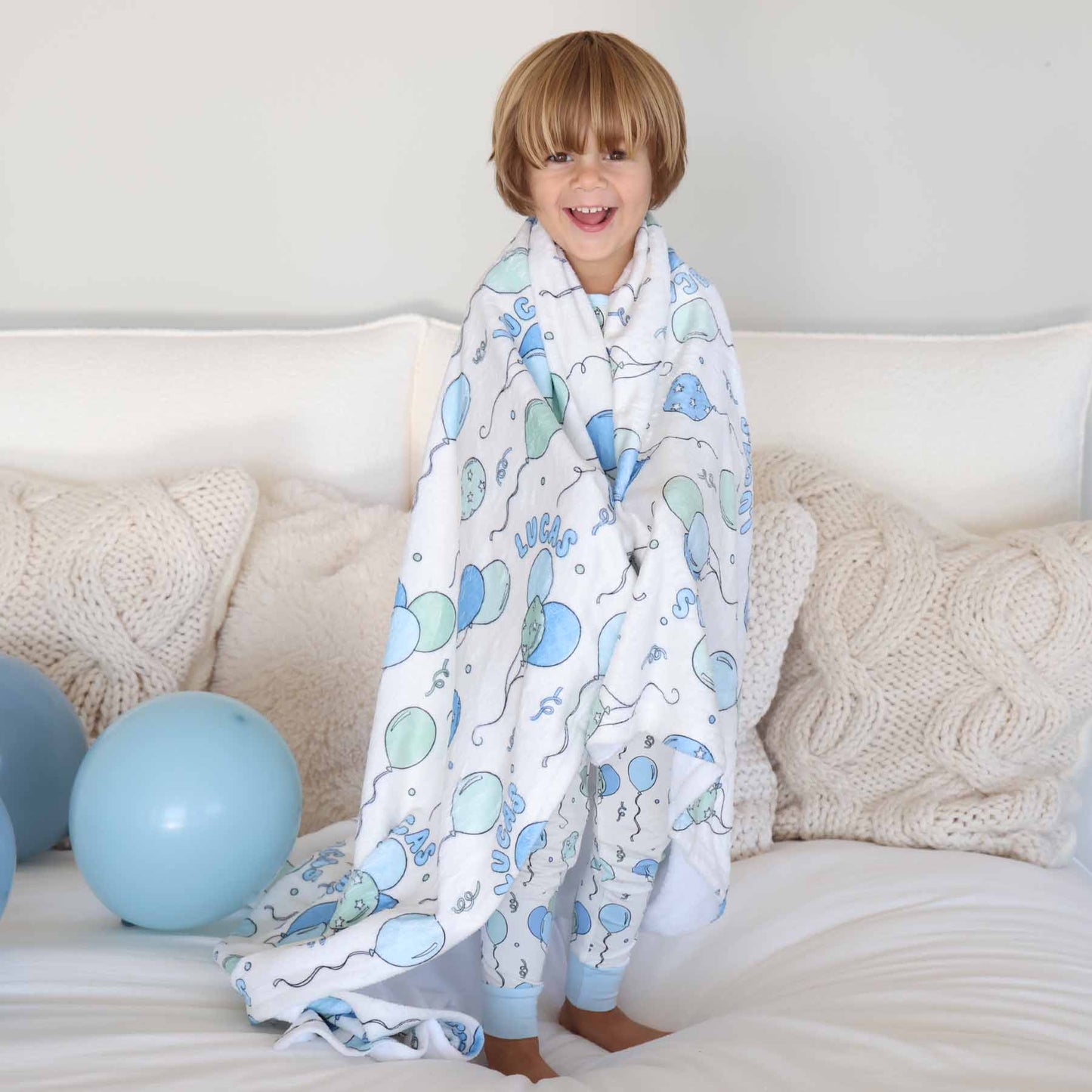 Party Time Personalized Kids Blanket | Blue