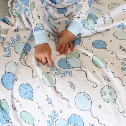 Party Time Personalized Kids Blanket | Blue