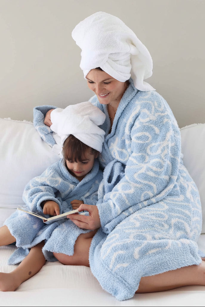 CuddleLane™ Kids Robe | Blue-tiful Bows