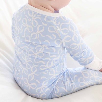 Blue-tiful Bows Convertible Zip Romper