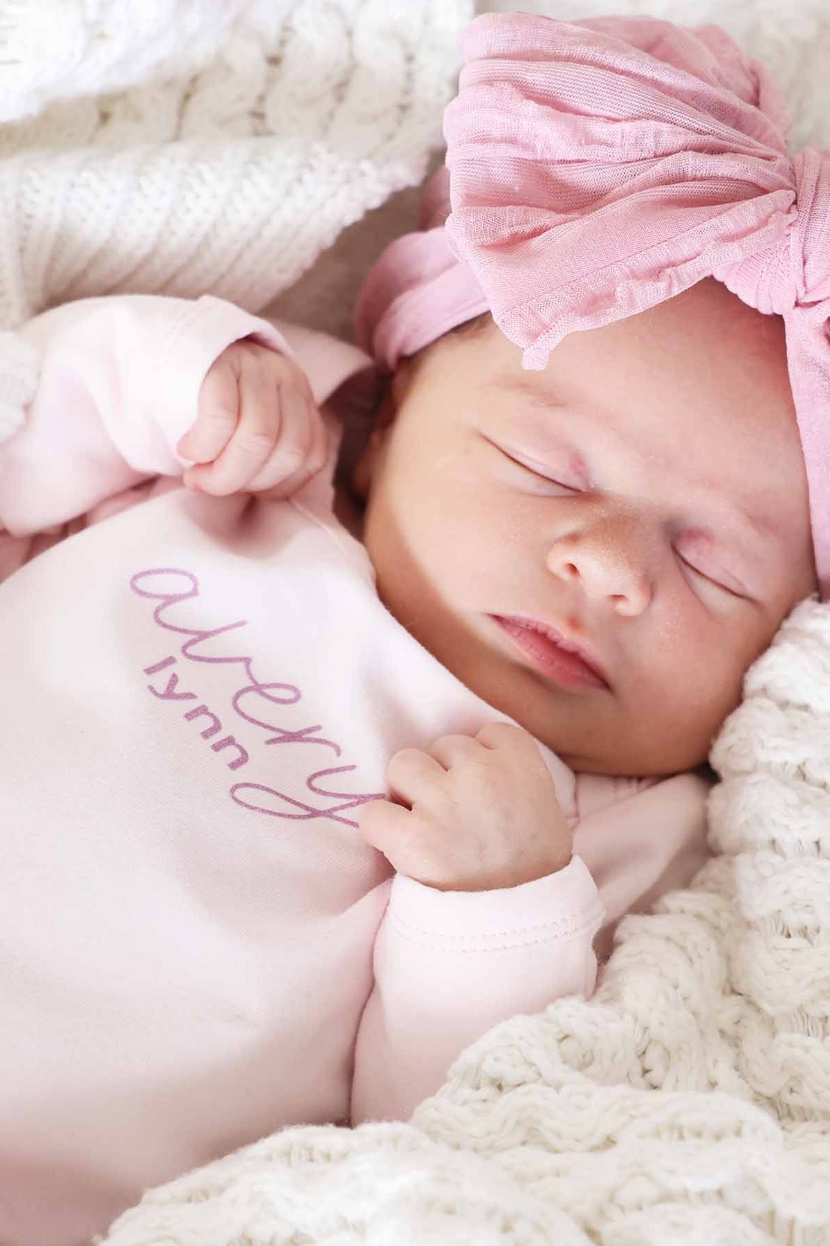 Personalized Full Length Snap Romper | Blush