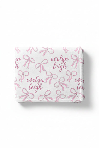 Blushing Bows Personalized Kids Blanket