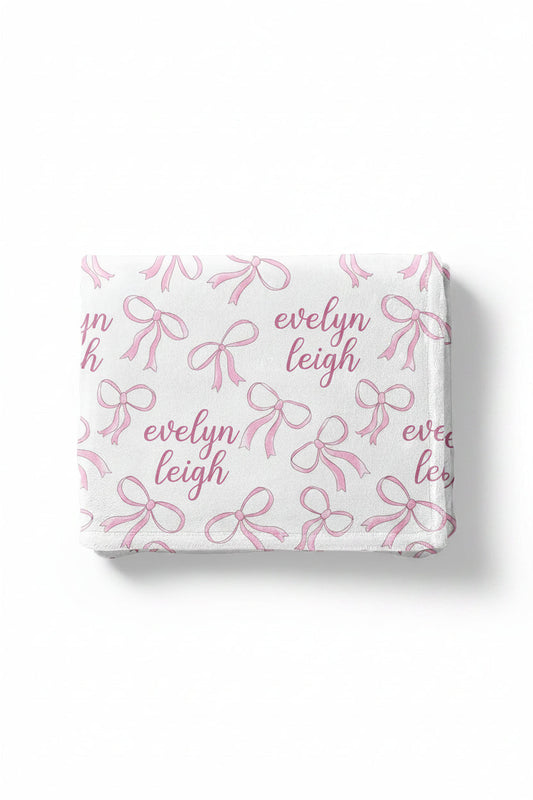 Blushing Bows Personalized Kids Blanket
