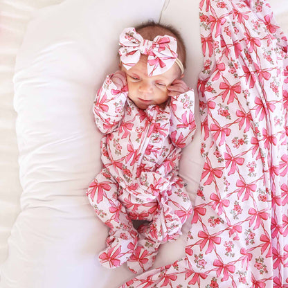Bow Besties Ruffle Zipper Footie