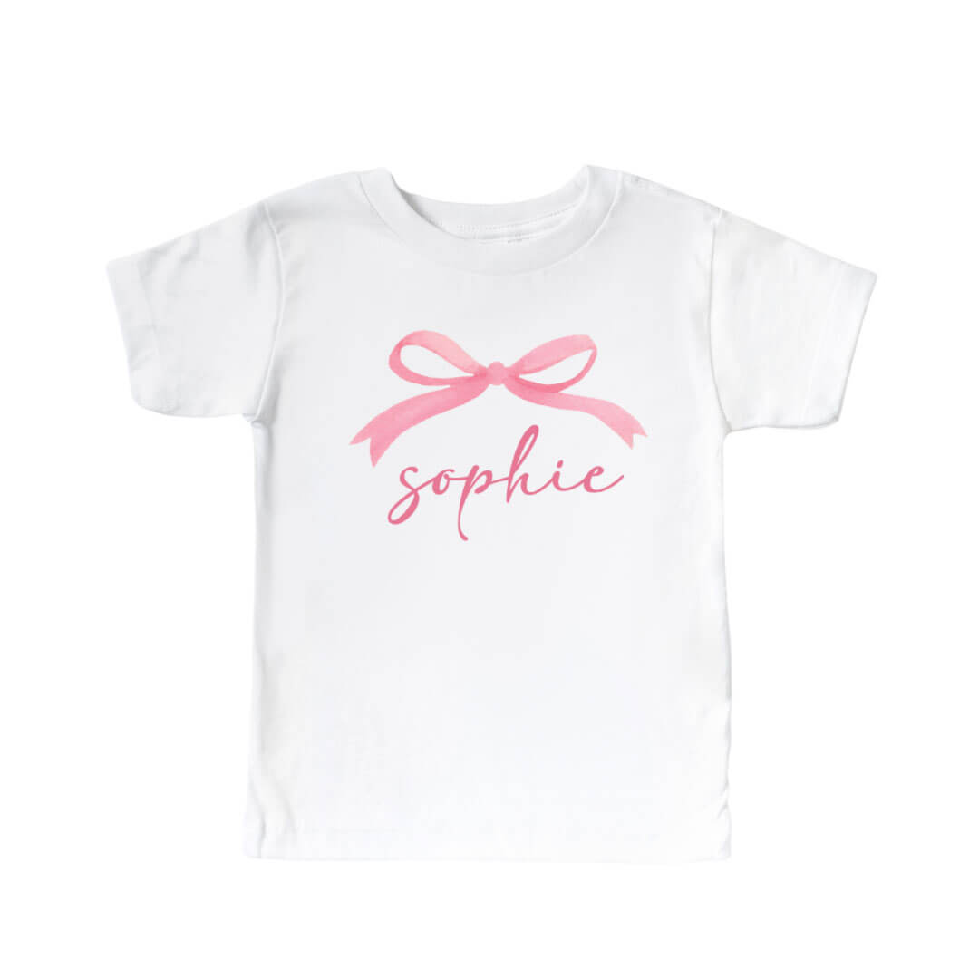 Personalized Bow Kids Graphic Tee | White