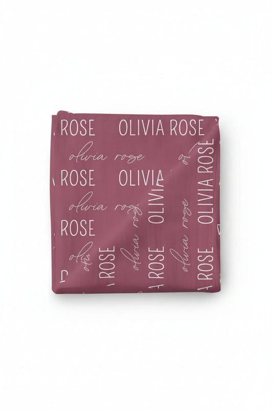 Personalized Boysenberry Baby Name Swaddle Blanket