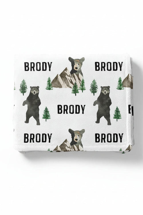 Brody's Bear & Mountain Personalized Toddler Blanket