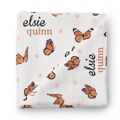 Butterfly Kisses Personalized Swaddle Blanket