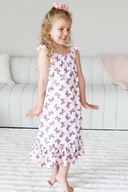 Girls' Full Length Ruffle Nightgown | Butterfly Dreams