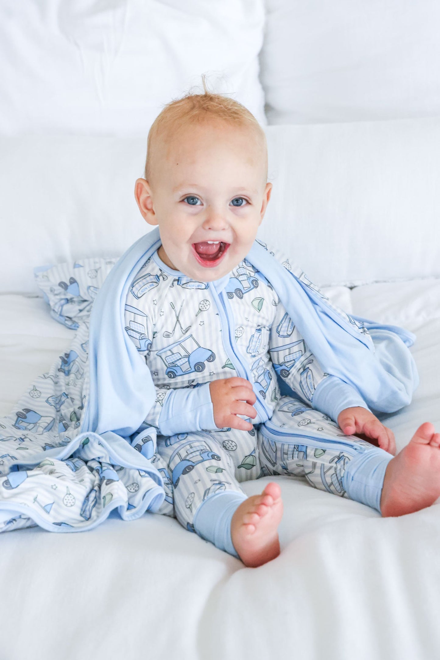 Double Sided Bamboo Blanket | Caddie Crew Blue