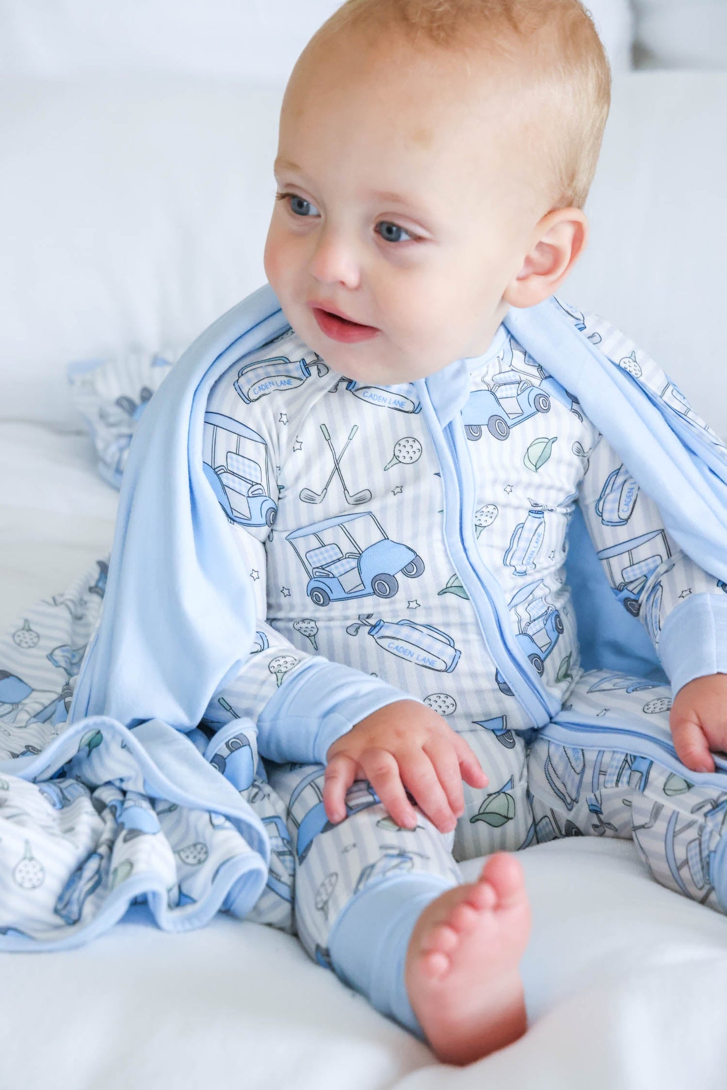Double Sided Bamboo Blanket | Caddie Crew Blue