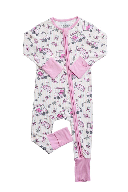 Convertible Bamboo Zip Romper | Caddie Crew Pink