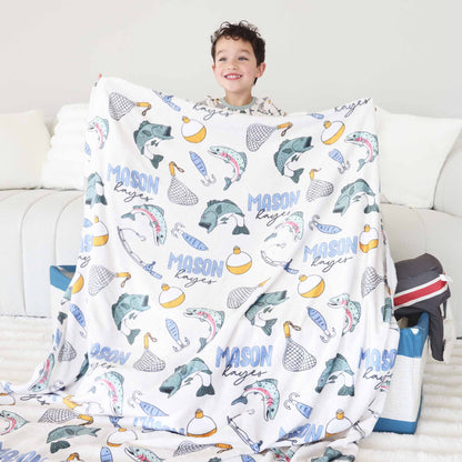Catch of the Day Personalized Kids Blanket