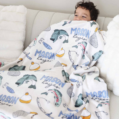 Catch of the Day Personalized Kids Blanket