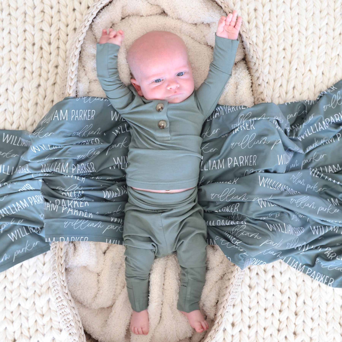 Personalized Clover Baby Name Swaddle Blanket