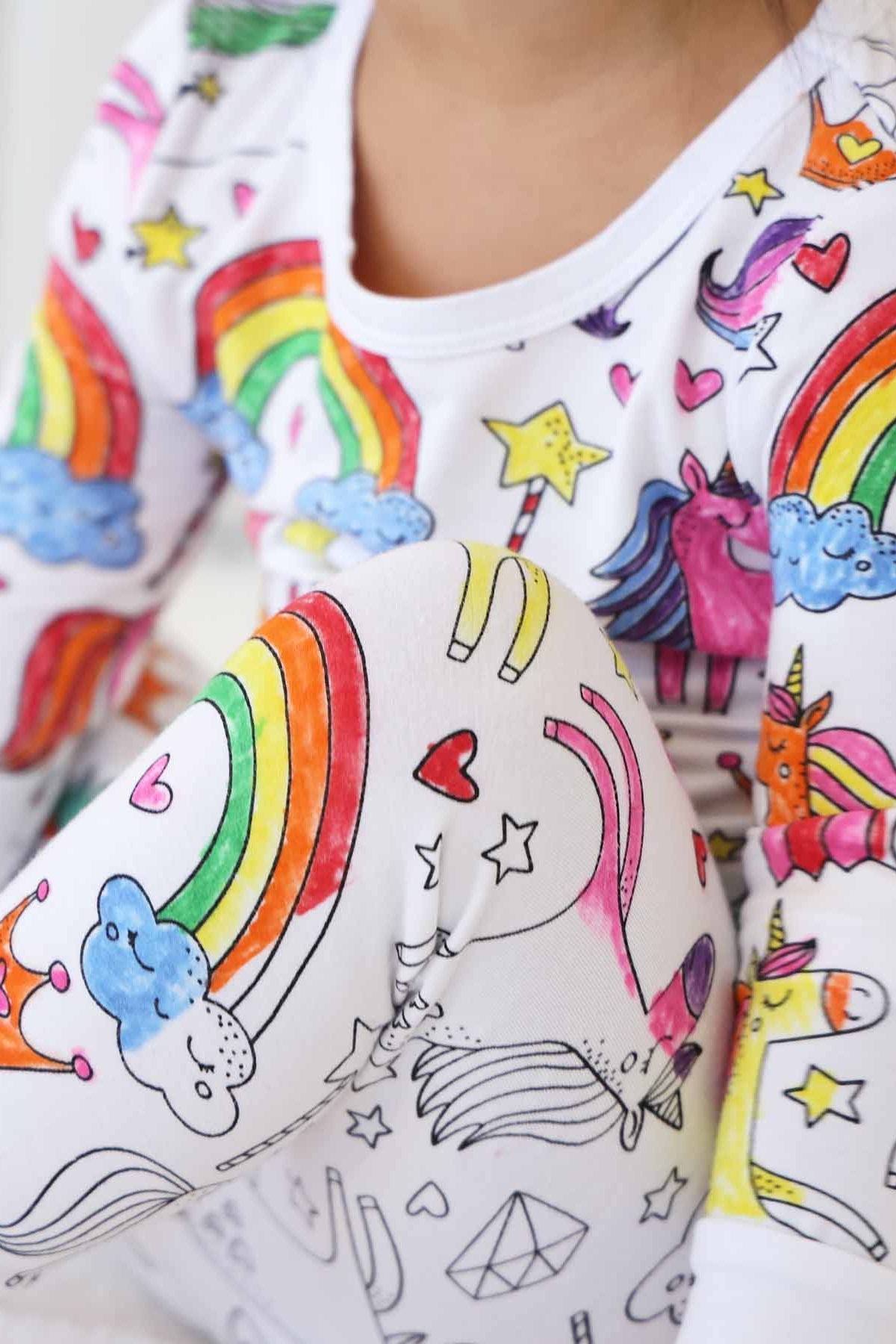 Colorable Two Piece Pajama Set | Enchanted Unicorns