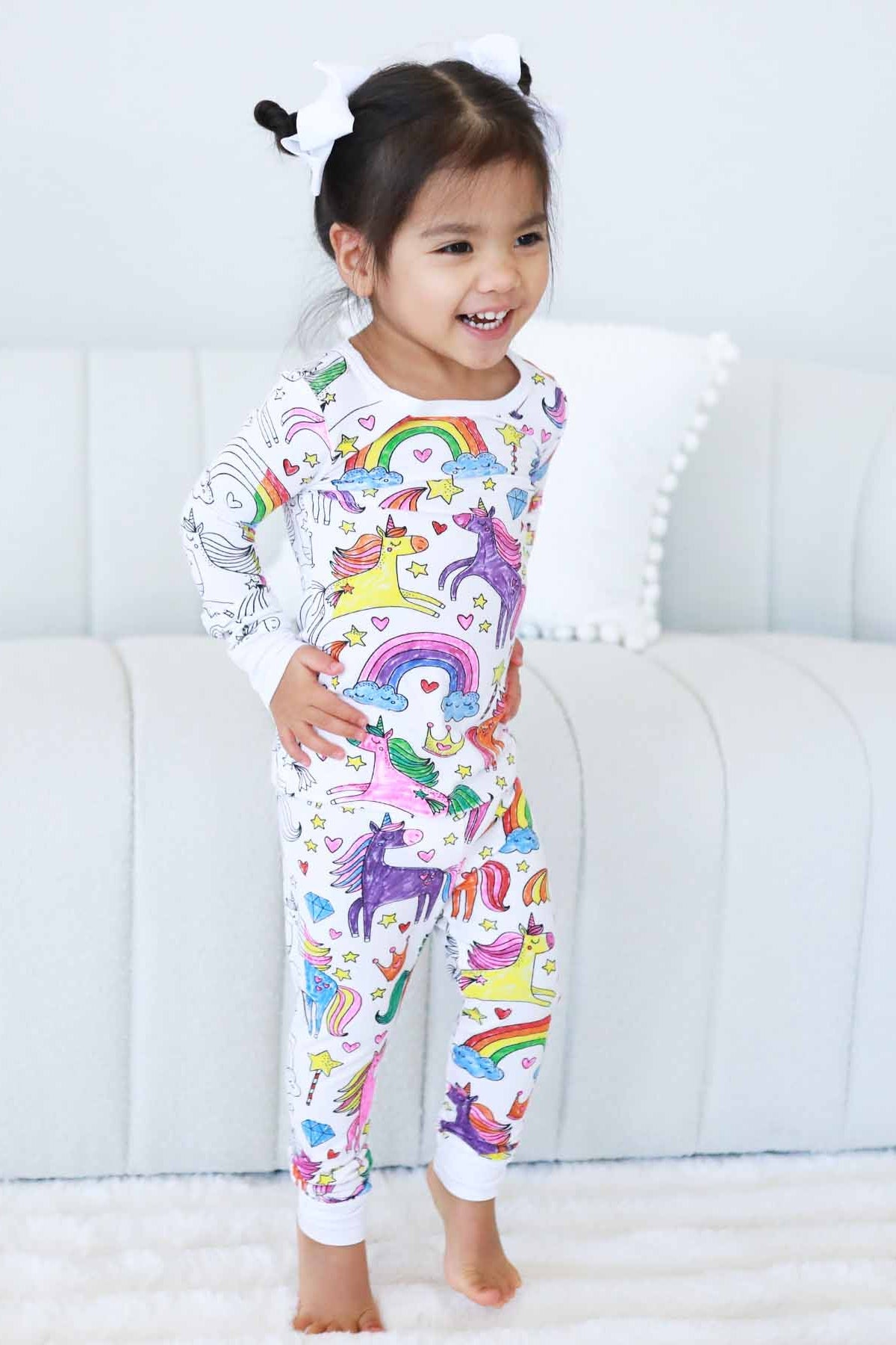 Colorable Two Piece Pajama Set | Enchanted Unicorns