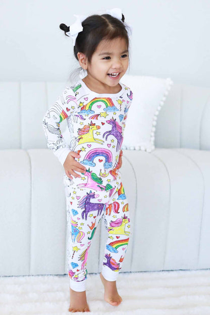 Colorable Two Piece Pajama Set | Enchanted Unicorns
