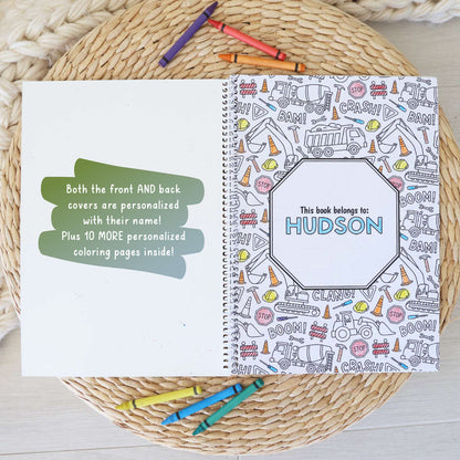 Personalized Coloring Book | Construction Zone