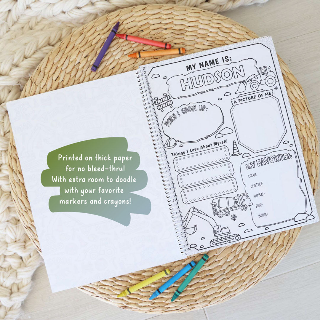 Personalized Coloring Book | Construction Zone