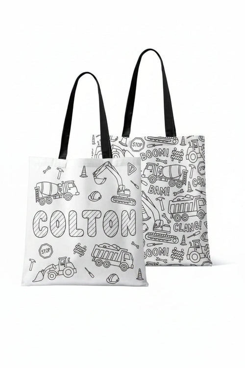 Colorable Personalized Tote Bags | Construction Zone